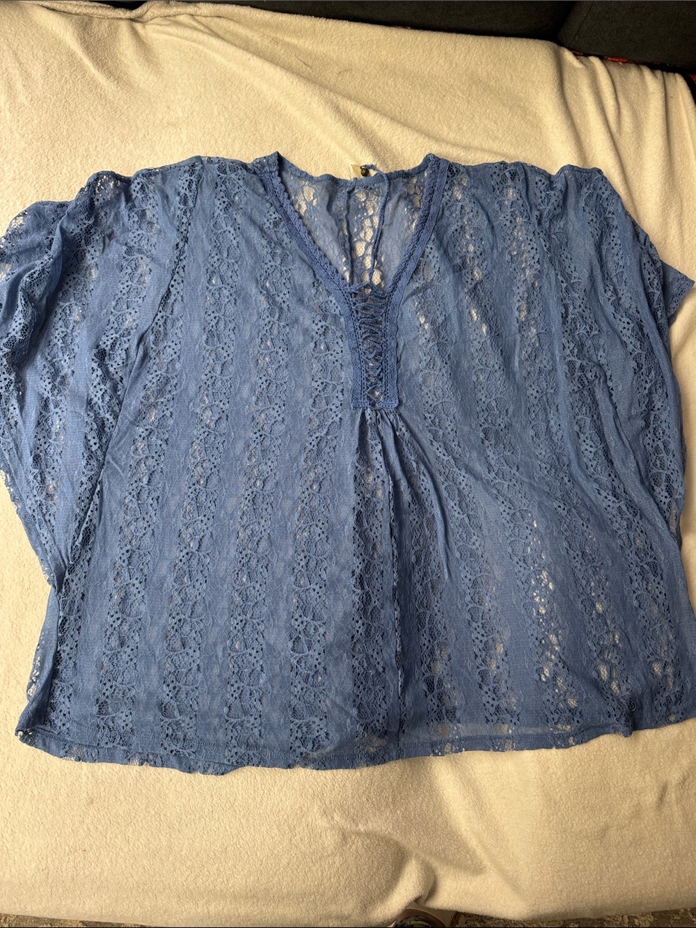 Lane Bryant Dusty Blue Lace V-Neck Tunic